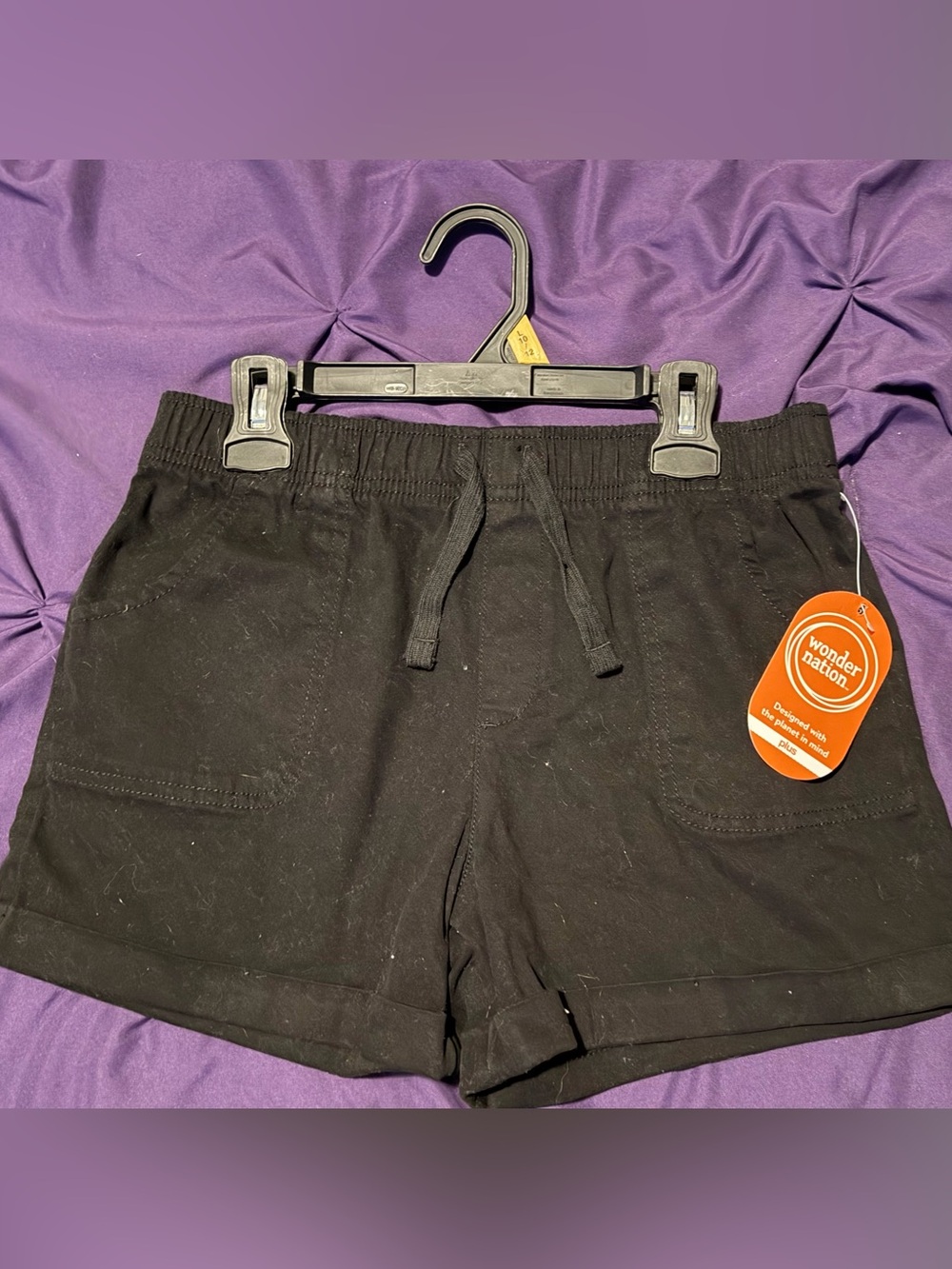 wonder nation Black Girls' Drawstring Knit Shorts 10/12 plus